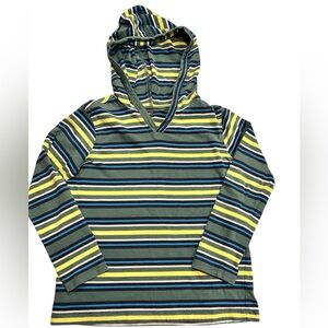 Tea Collection Striped Lightweight Kids Hoodie Green Yellow Blue Size 8 Flaws
